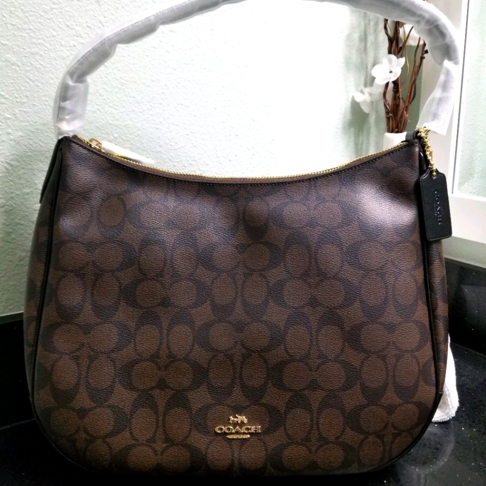 Coach Leather Signature Leather Canvas Bag